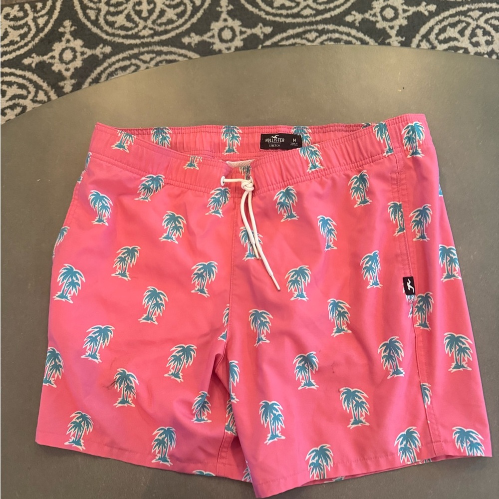 Hollister Pink Palm Tree Swim Shorts